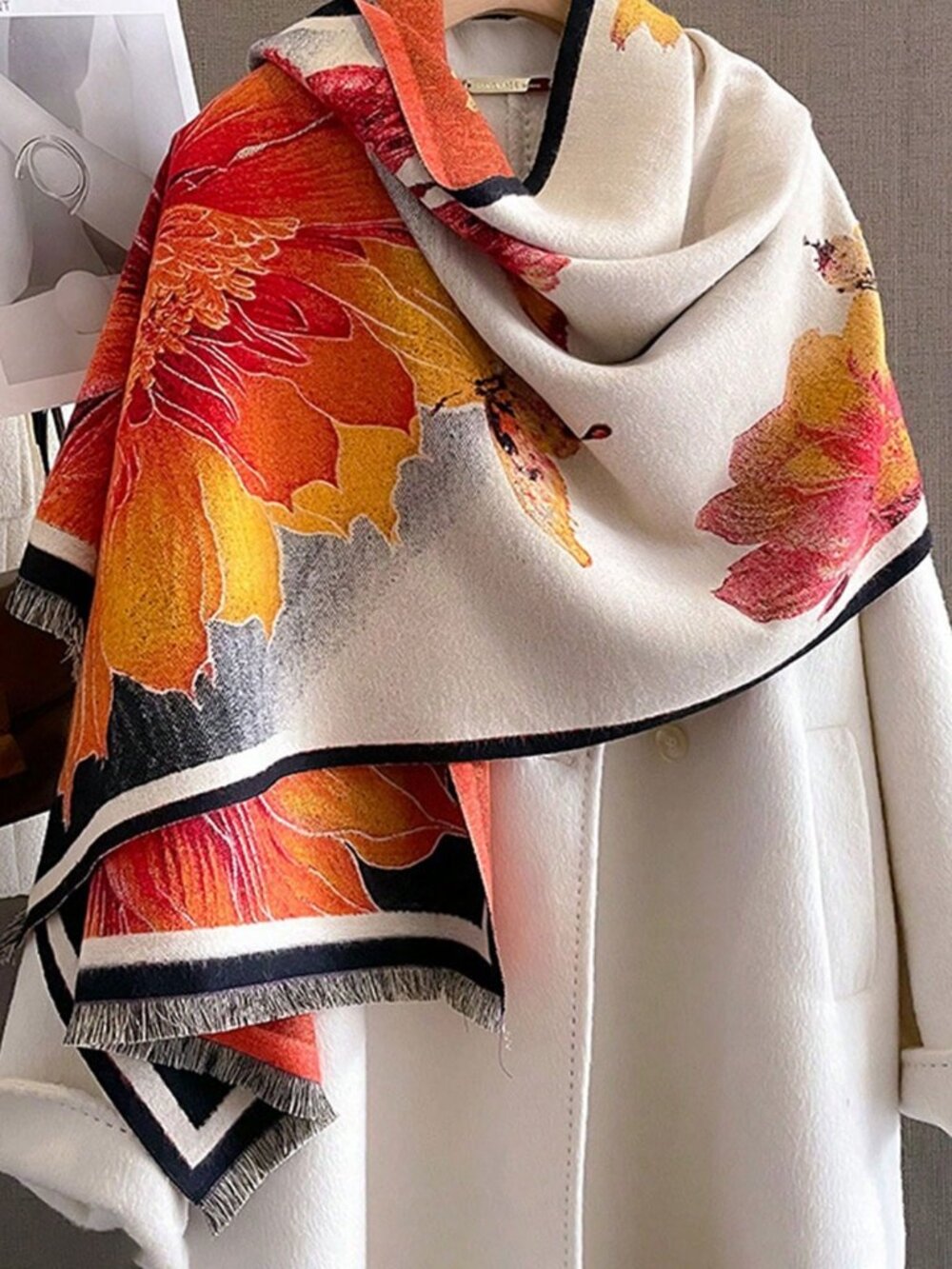 Multicolor Casual Women's Plants Jacquard Shawl Scarf Rectangular scarf